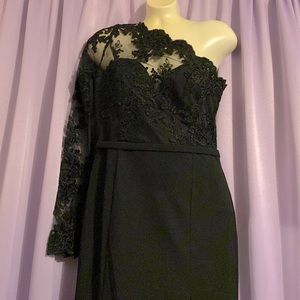 Black Lace Maxi Prom Dress with Slit